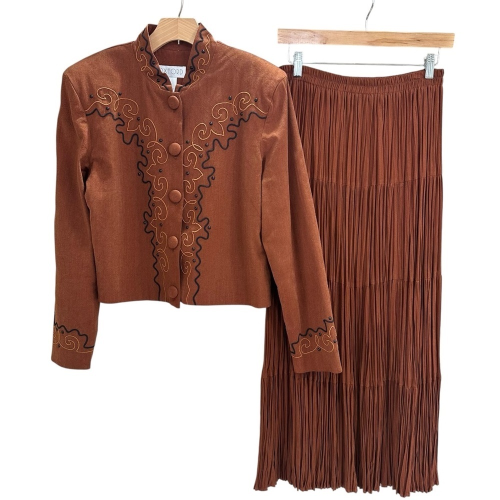 Vintage Oxford Western Broomstick Skirt and Jacket Medium Made In USA
